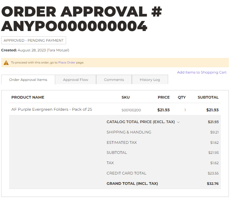 approval email