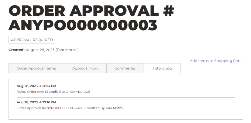 approval history